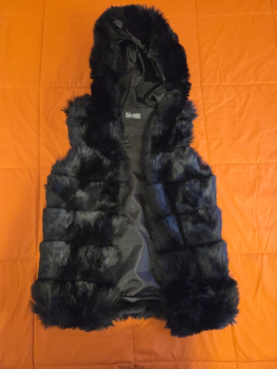 Jackets & Blazers - Black Faux Fur Hooded Vest